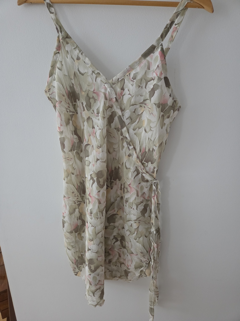 Vintage Papillon Blanc Olive and Pink Floral Slip Mini Dress - Picture 3 of 14